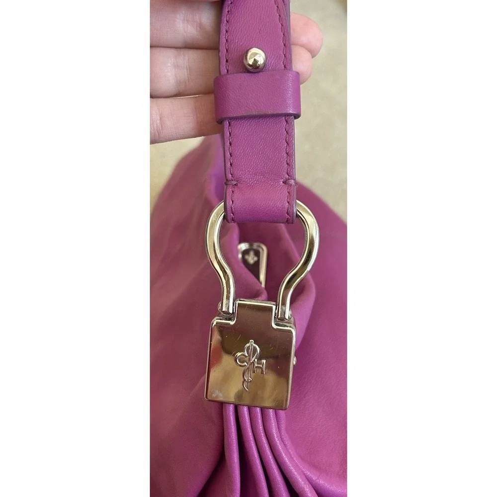 Cole Haan Parker Hobo Cornelia Shoulder Bag Large Beet Pink Purple Leather Purse